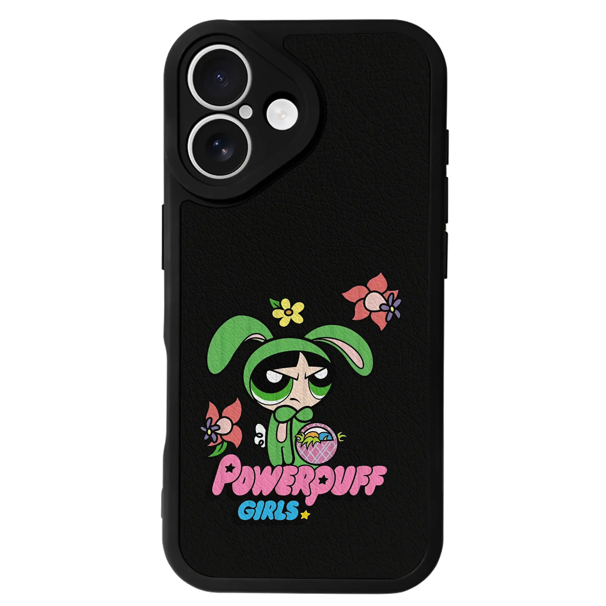 パワパフガールズ グッズ バターカップ - IPhone 16シリーズ対応 ・ シリコンスマホケース ・ レザー調 ・ 高精度フィット ・ 耐衝撃 ・ ワイヤレス充電対応 ・ 精密カット